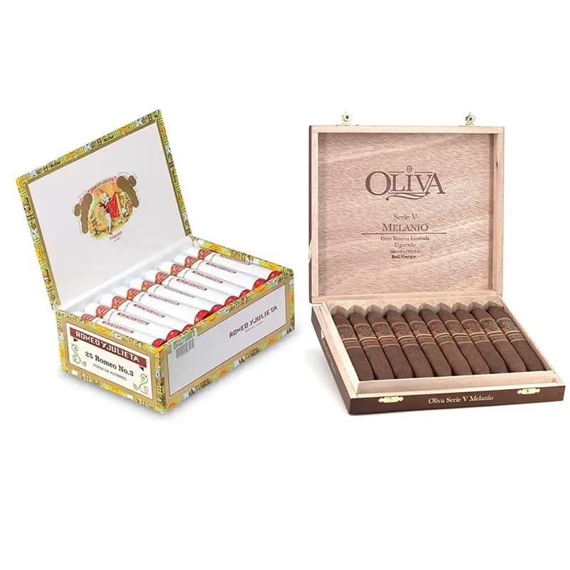 Romeo and Juliet, No. 3 aluminum tube 25 pcs/box + Oliva V series Milanio, Maduro, double-pointed torpedo 10 pcs/box